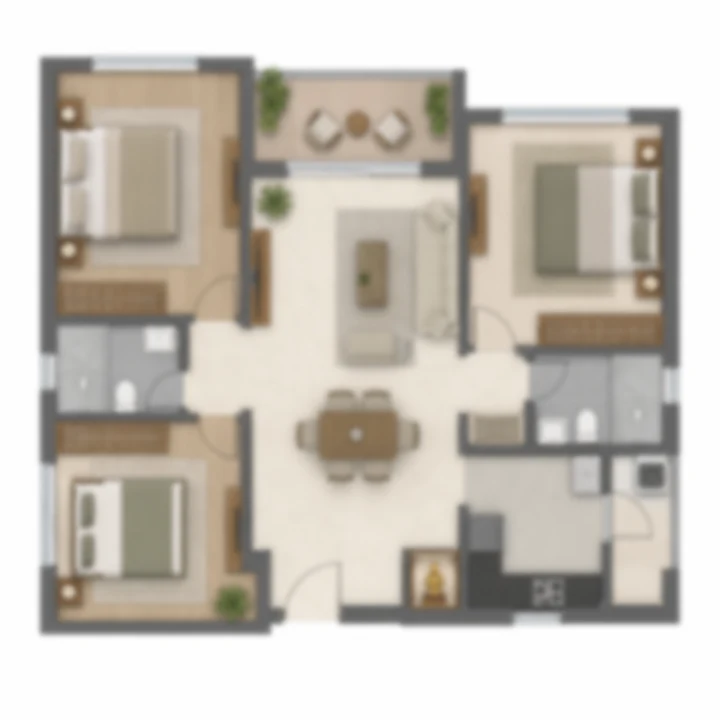 Aparna Sarjapur Road indicative apartment layout D, blurred artist's impression